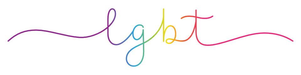 LGBT rainbow vector monoline calligraphy banner with swashes