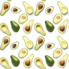 fresh avocado seamless pattern