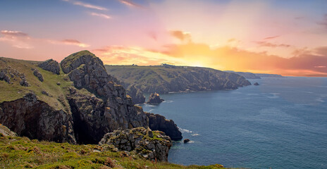 Goulien. Falaises sur la réserve de Cap-sizun. Finistère. Bretagne	