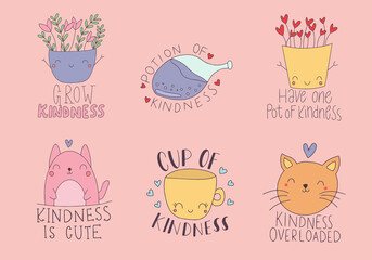 Fototapeta premium Set of Cute funny clipart vector illustration. Can be used for children book, scrapbooking, stickers, other. Concept for children print.