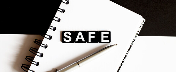 Business Words on notepad. Work business tex SAFE