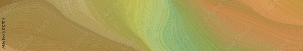 Poster wide colored banner with waves. smooth swirl waves background design with peru, dark khaki and gray 