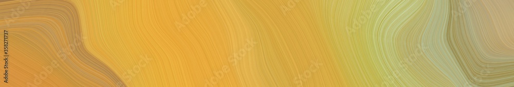 Aufkleber dynamic wide colored banner. modern soft swirl waves background design with peru, dark khaki and pas