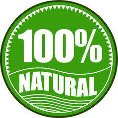 100% natural label. Vector illustration