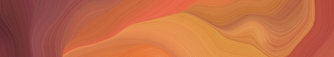 wide colored banner background with peru, old mauve and dark moderate pink color. modern soft swirl waves background illustration