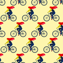 simple pattern, girl on a bicycle