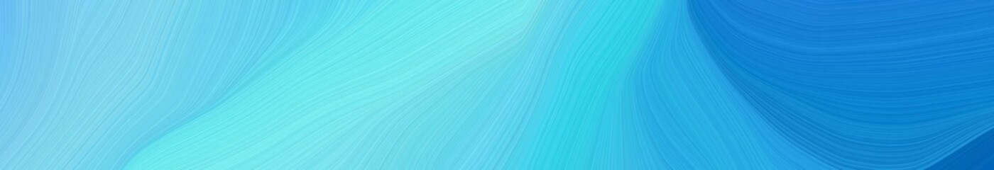 dynamic wide colored banner. abstract waves illustration with sky blue, strong blue and dodger blue color