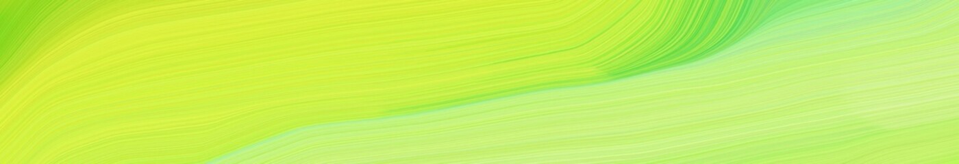 wide colored banner background with green yellow, khaki and tea green color. modern soft curvy waves background illustration