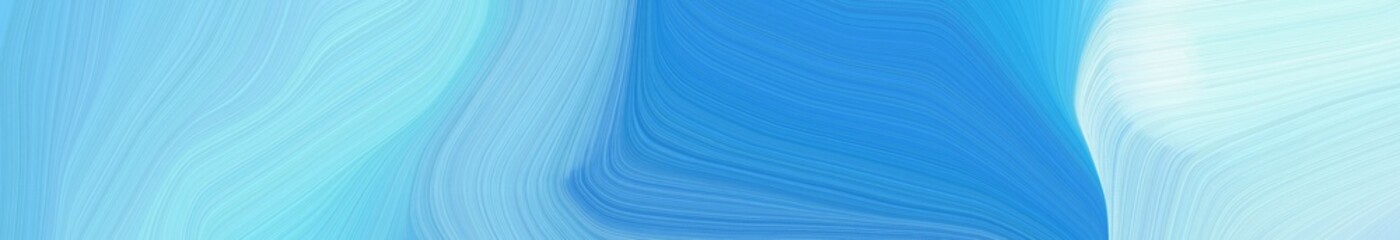 beautiful wide colored banner with baby blue, sky blue and dodger blue color. modern soft curvy waves background illustration