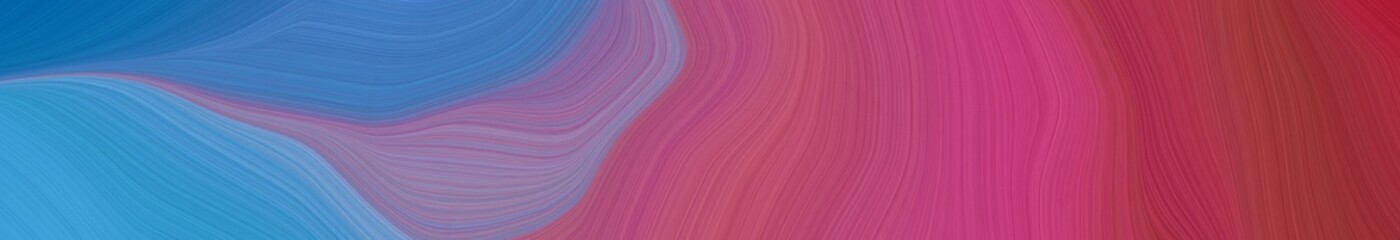 wide colored banner with waves. modern soft curvy waves background design with moderate pink, steel blue and corn flower blue color
