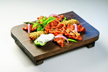 Traditional arabic raw meat kofta.