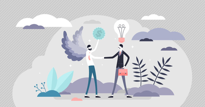 Angel money investor in business vector illustration tiny persons concept.