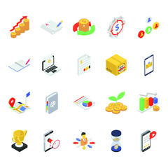 
Finance icons in Modern Isometric Style 
