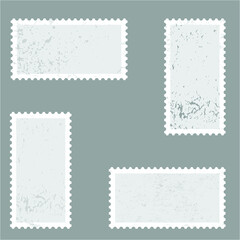 Postage stamps in grunge style. Set of textured postmarks . vector collection of vintage post marks.