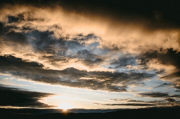 sunset in the field in summer
