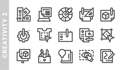 creativity 2 icon set. Outline Style. each made in 64x64 pixel