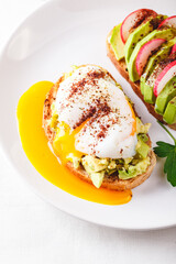 Toast with poached egg and avocado