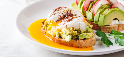Toast with poached egg and avocado