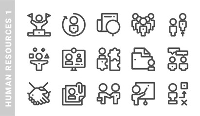 human resources 1 icon set. Outline Style. each made in 64x64 pixel