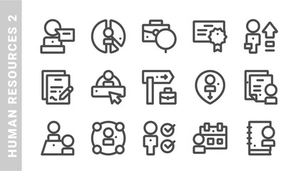 human resources 2 icon set. Outline Style. each made in 64x64 pixel