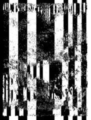 Vector illustration of black and white glitch distorted pattern.