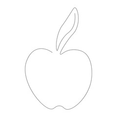 Apple icon on white background one line drawing, vector illustration	