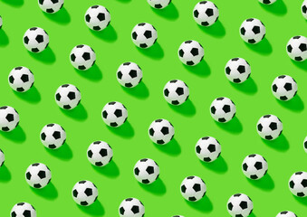 Pattern. Soccer ball on green backgraund. Game, match