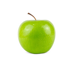 Green ripe apple fruit isolated on white background, clipping path
