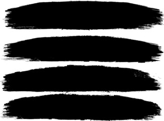 Grunge Paint stripe . Vector brush Stroke . Distressed banner . Black isolated paintbrush collection . Modern Textured shape . Dry border in Black . 