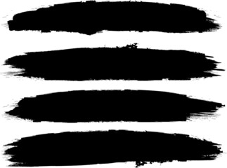 Grunge Paint stripe . Vector brush Stroke . Distressed banner . Black isolated paintbrush collection . Modern Textured shape . Dry border in Black . 