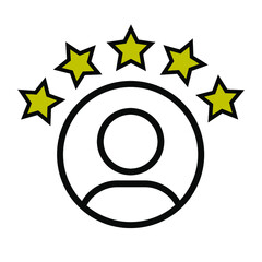 Customer experience or 5 star satisfaction rating flat vector icon for review apps and websites