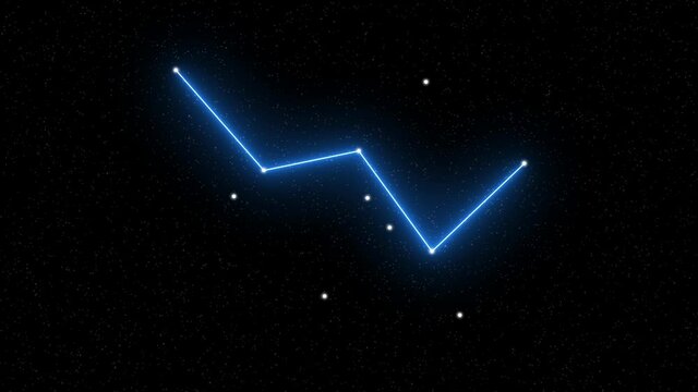 Cassiopeia - Animated zodiac constellation and horoscope symbol with  starfield space background