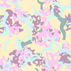 UFO camouflage of various shades of beige, pink and blue colors