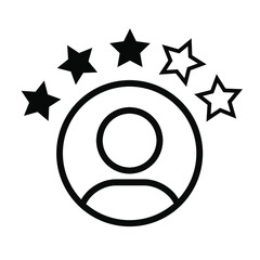 Customer experience or 5 star satisfaction rating flat vector icon for review apps and websites