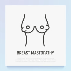 Mastopathy thin line icon. Fibroids on the  breast. Mammography. Vector illustration.