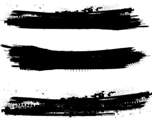 Grunge Paint stripe . Vector brush Stroke . Distressed banner . Black isolated paintbrush collection . Modern Textured shape . Dry border in Black . 
