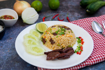 fried rice with salted beef.