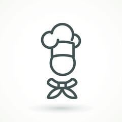 Chef in a cooking hat vector outline logo. Kitchen Cook icon line symbol. Premium quality isolated vector illustrator sign Restaurant, menu professional, occupation concept Vector catering, food