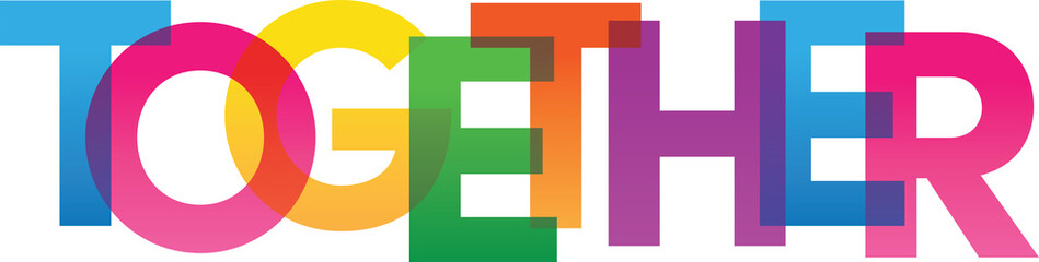 Colored rainbow text. Vector banner. Corporate concept. Gradient Text. Transparency Letters