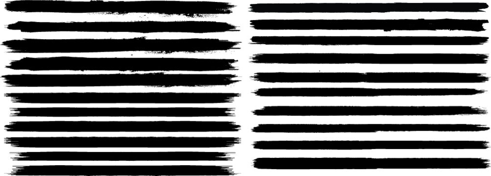 Grunge Paint stripe . Vector brush Stroke . Distressed banner . Black isolated paintbrush collection . Modern Textured shape . Dry border in Black . 