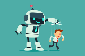 robot controlling puppet businessman