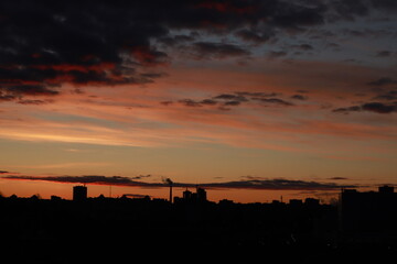 sunrise, city, nature, clouds, flowers