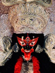 Idol of Goddess Kali. Kali Puja, also known as Shyama Puja, is a festival, originating from the...
