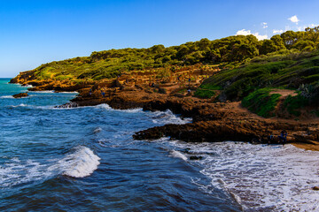 Mediterranean sea coast of Tipasa, a colonia in Roman province Mauretania Caesariensis, nowadays Algeria. UNESCO World Heritage Site