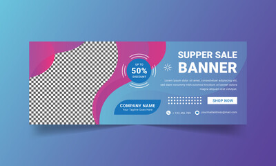 Abstract Colorful Banner Template Vector. Shape, Modern, Discount, Blue, Purple, Gradient,