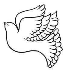 pigeon silhouette, sketch, coloring, symbol of the year, isolated object on a white background, vector illustration,