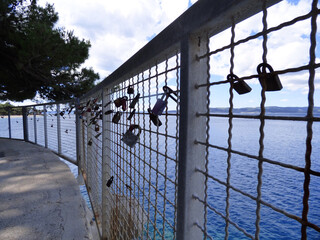 Romantic lovelocks at the sea - Punta Rata Beach - Croatia