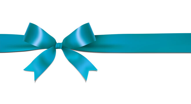 Shiny blue ribbon bow isolated on white background with copy space. For using special days. 