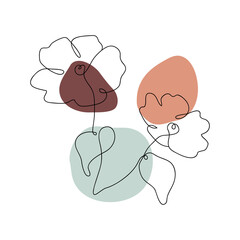 Leaves icon Line art. Abstract minimal flora design for cover, prints, fabric and wallpaper. Vector illustration.