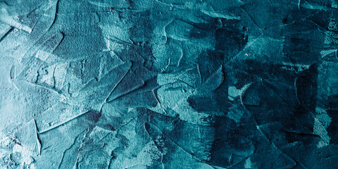 Abstract painted in aqua blue and background, banner.